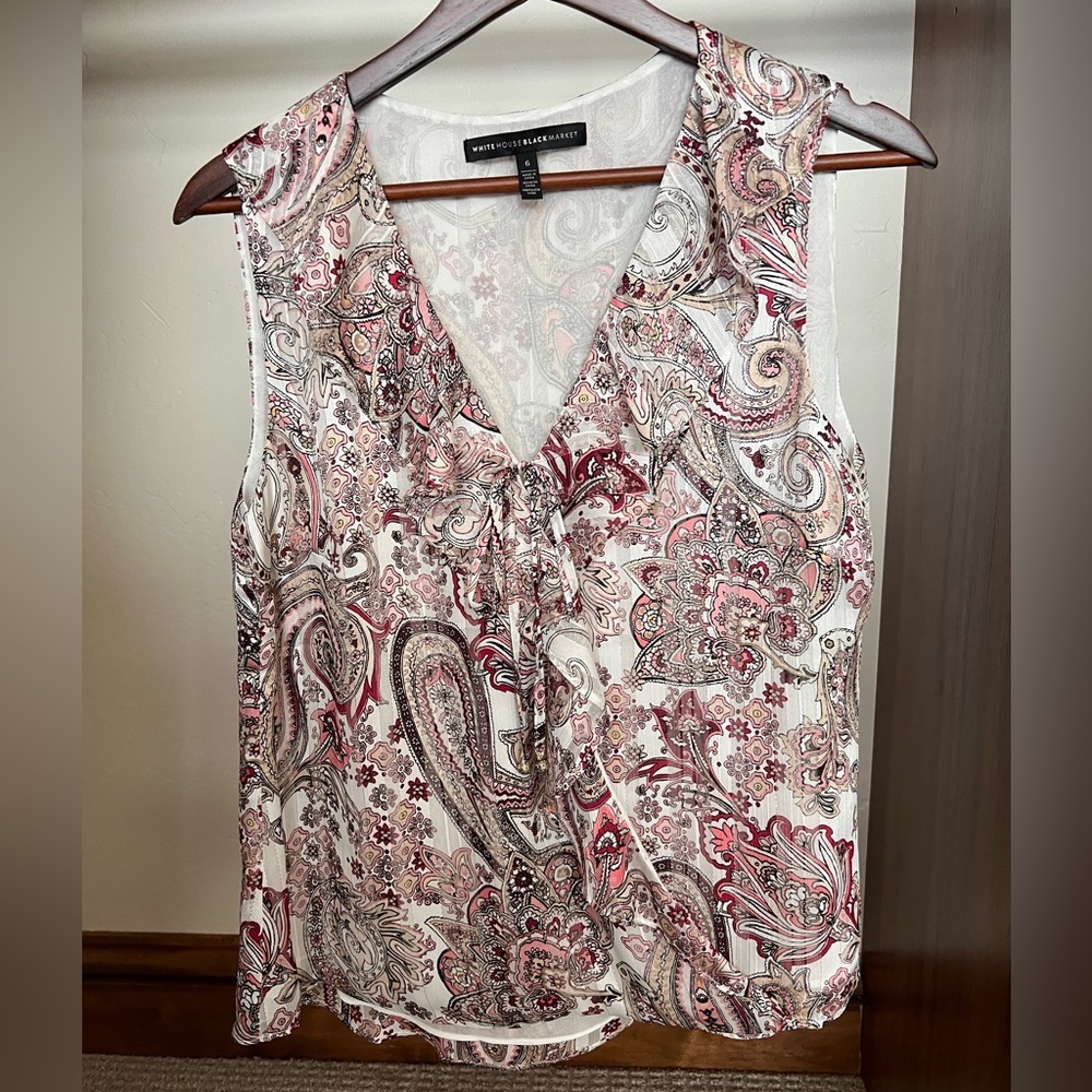White House Black Market Cascade Ruffle Blouse